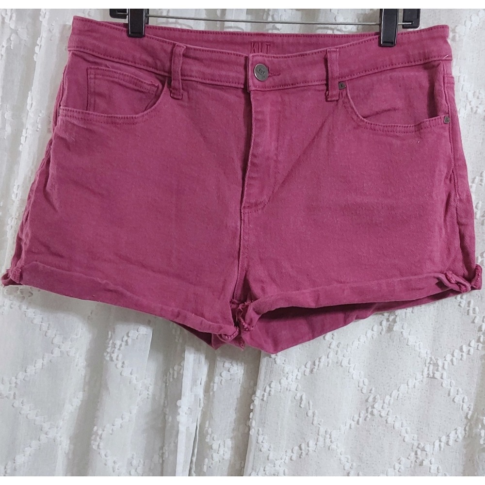 KUT from the Kloth Womens Size 14 Pink Denim Cuffed Shorts Five Pocket Casual